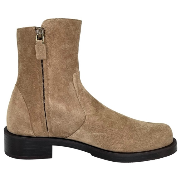 Stuart Weitzman 5050 Bold Zip Khaki Leather Womens Ankle Boots Size 9M - Picture 6 of 14